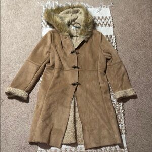 Cozy Tan Teddy Jacket with Faux Fur Trim